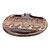 Pomegranate-Shaped Glazed Brown Ceramic Tray with Bird Motif 'Palatial Signs'