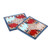 Pair of Handcrafted Ceramic Coasters in Blue and Red Hues 'Blue Metropolis'
