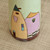 Hand-Painted Glazed Ceramic Vase with House Motif in Green 'Delightful Homes'