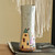 Hand-Painted Dark Grey Glazed Ceramic Vase with House Motif 'Beautiful Homes'