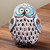 Handcrafted Painted Blue Owl-Shaped Ceramic Tealight Holder 'Light Owl'