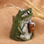 Hand-Painted Green Crocodile Ceramic Bell Ornament 'Fishing Day'