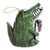 Hand-Painted Green Crocodile Ceramic Bell Ornament 'Fishing Day'