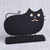 Hand-Painted Wood Cat Sculpture with Stainless Steel Accents 'Midnight Cat'