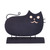 Hand-Painted Wood Cat Sculpture with Stainless Steel Accents 'Midnight Cat'