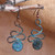 Oxidized Copper Dangle Earrings with Spiral Motif 'Swirlscape'