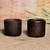Pair of Handcrafted Brown Terracotta Decorative Flower Pots 'Nature Marks'