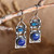 Lapis Lazuli and Synthetic Sapphire Dangle Earrings 'Blue Call'