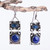 Lapis Lazuli and Synthetic Sapphire Dangle Earrings 'Blue Call'