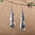 Polished Feather-Shaped Green Onyx Dangle Earrings 'Plumage of the Serene'