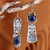 Silver Dangle Earrings with Oval  Round Lapis Lazuli Stones 'Enchanting Splendor'