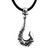 Men's Sterling Silver and Faux Leather Hook Pendant Necklace 'Ancient Hook'