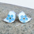 Bird-Shaped Natural Blue Flower Resin Button Earrings 'Symphony of Memories'
