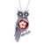 Owl-Themed Red Flower Sterling Silver Pendant Necklace 'Sage's Romance'
