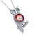 Owl-Themed Red Flower Sterling Silver Pendant Necklace 'Sage's Romance'