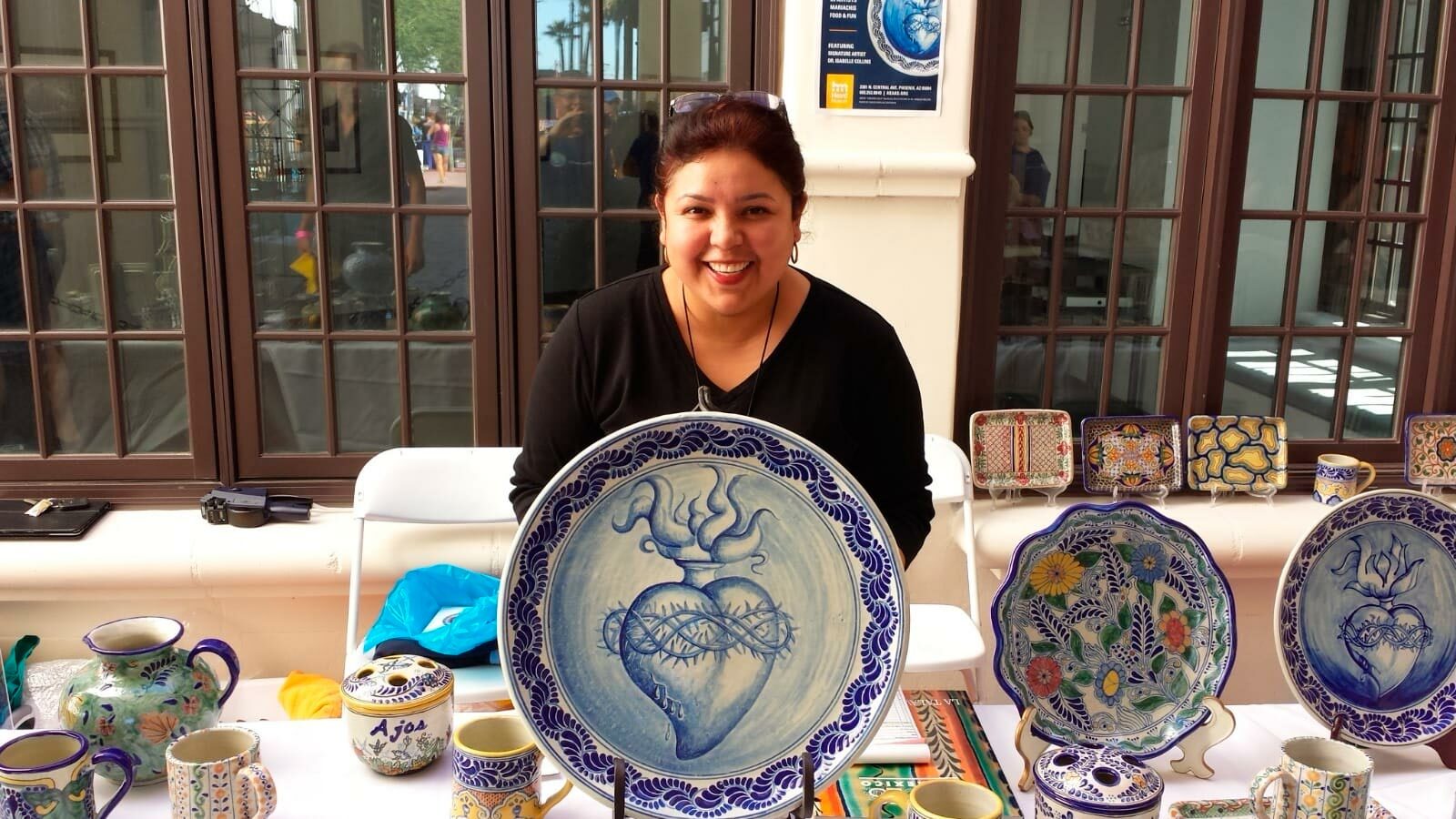 Blue and white Talavera pottery pot - Designs By Origin