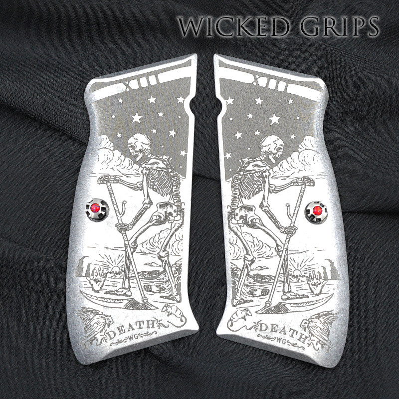 CUSTOM CZ 75 PISTOL GRIPS ENGRAVED DEATH TAROT