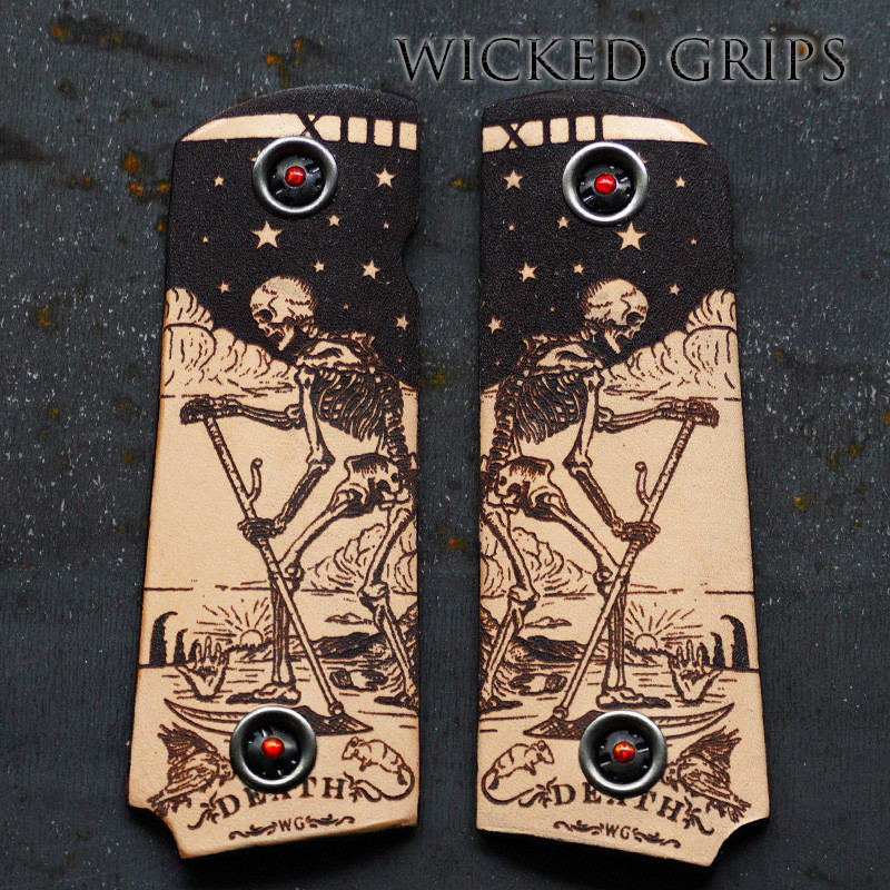 1911 DEER LEATHER DEATH TAROT GRIPS by RISE
