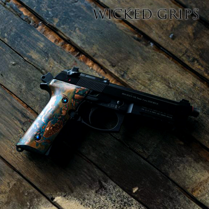 COPPER BERETTA 92x GRIPS SHIPWRECK PATINA FINISH 004