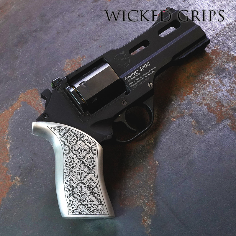 RHINO REVOLVER ALUMINUM GRIPS BAROQUE PATTERN