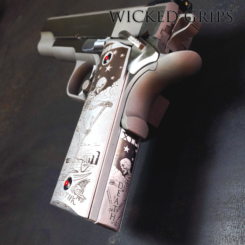 1911 Fullsize Frame Engraved Stainless DEATH TAROT 13 Main Spring