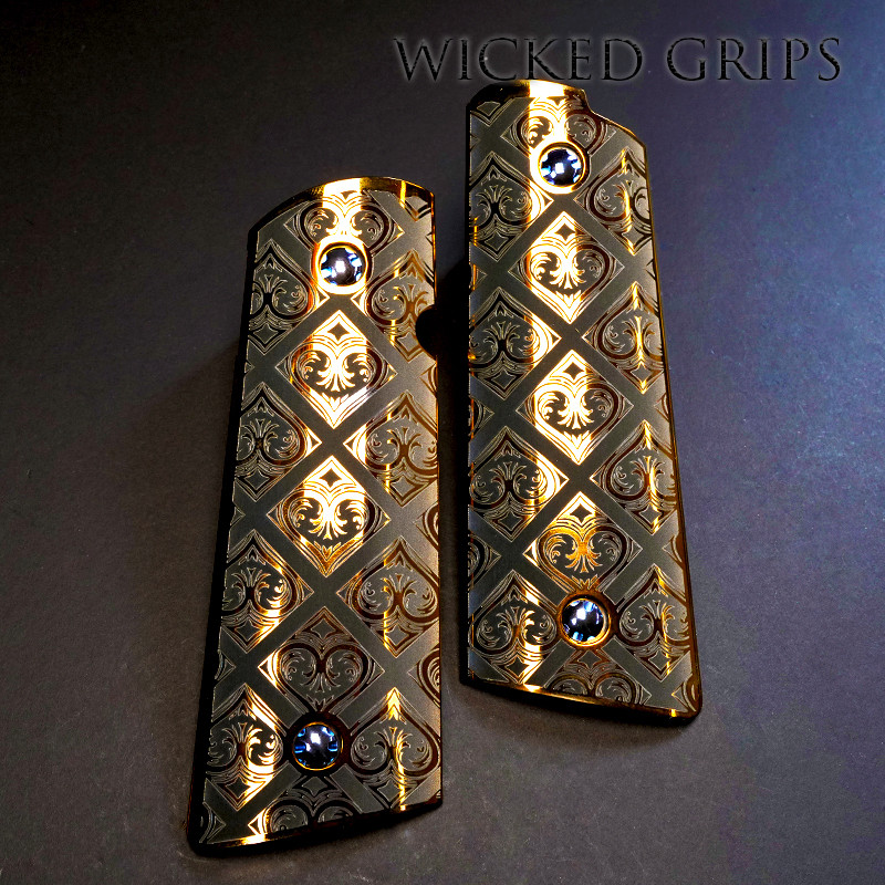 1911 PISTOL GRIPS POLISHED TITANIUM GOLDEN BRONZE TESSERAE 1911 PISTOL GRIPS POLISHED TITANIUM GOLDEN BRONZE TESSERAE
