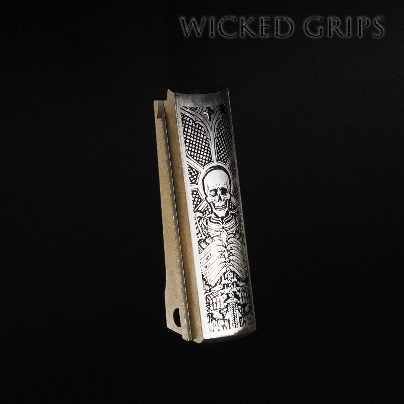 1911 Fullsize Frame Engraved Stainless Pax Per Mortem Main Spring
