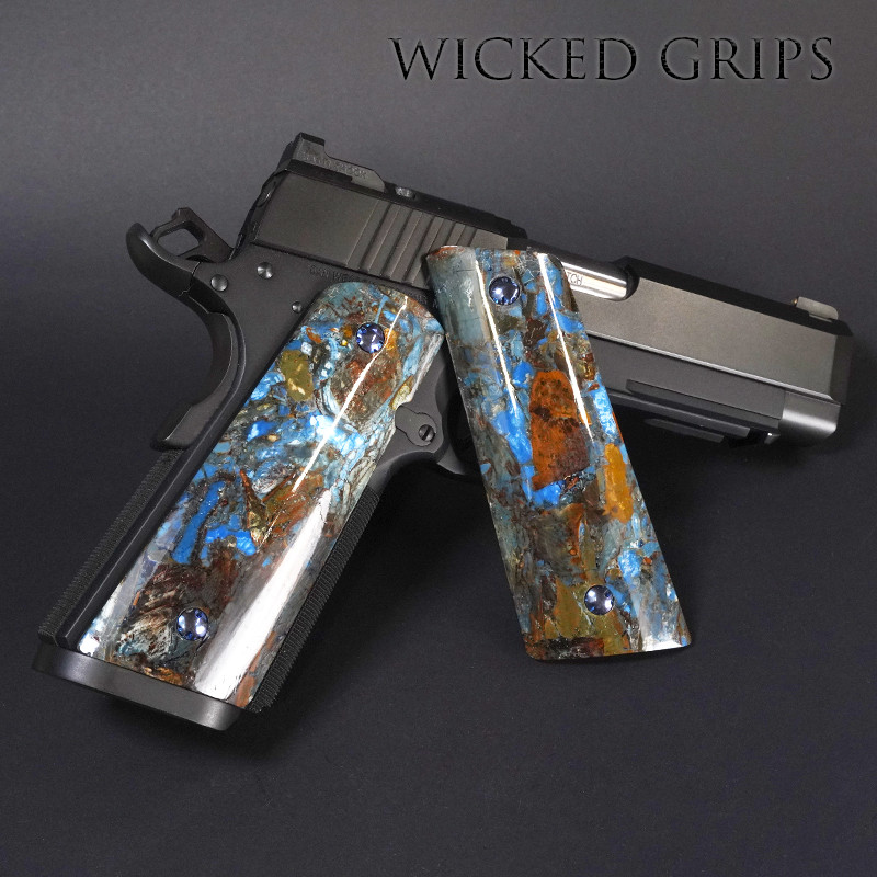 1911 PISTOL GRIPS MAMMOTH TUSK BLUE FUSION SET 48