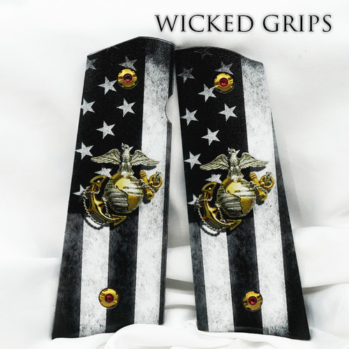 1911 Pistol Grips Aluminium - USMC Made in the USA EGA Art Design