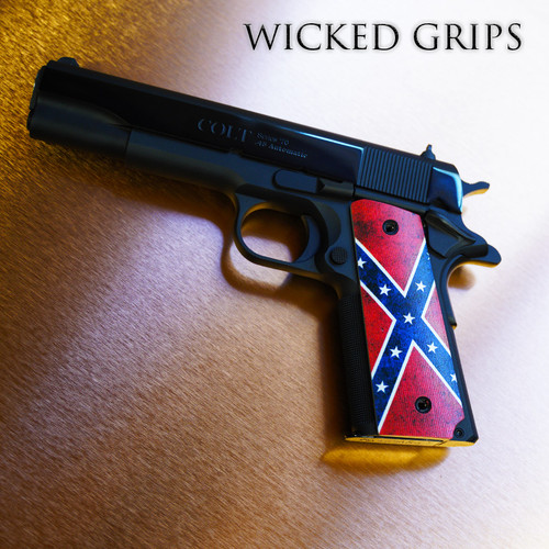 CUSTOM 1911 PISTOL GRIPS THIN DIXIE FLAG