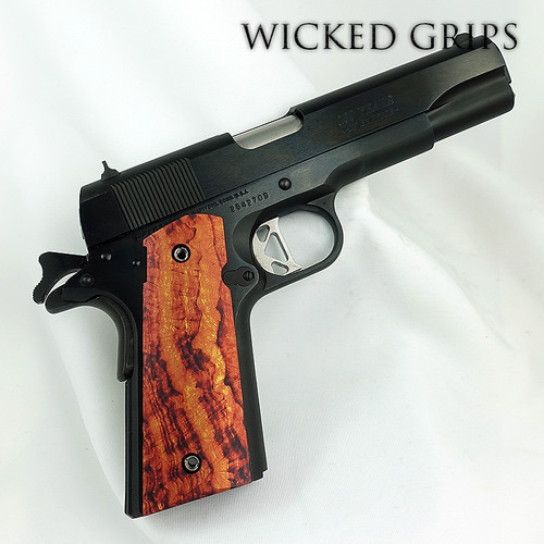 CUSTOM 1911 THIN PISTOL GRIPS DESERT BURL