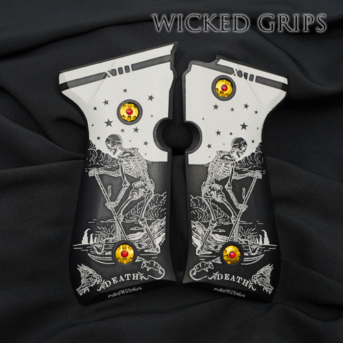 CUSTOM BERETTA 92FS PISTOL GRIPS BLACK DEATH TAROT