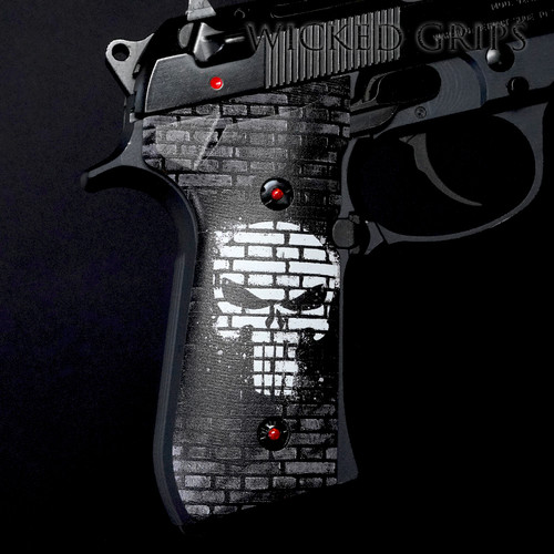 Precision machined G10 grips for the Beretta 92 line of pistols - Featuring our custom punisher art - made in USA - free shipping option