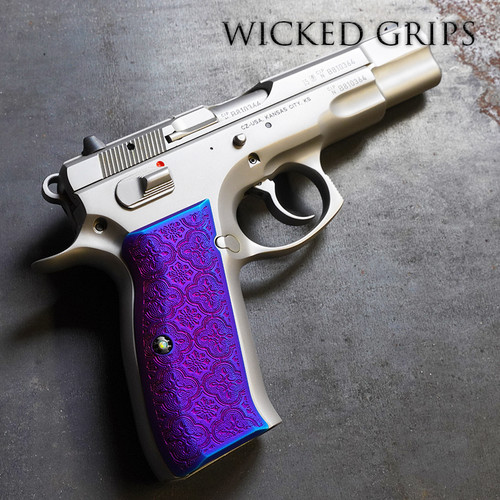 CUSTOM CZ75 PISTOL GRIPS PVD BLUE BAROQUE