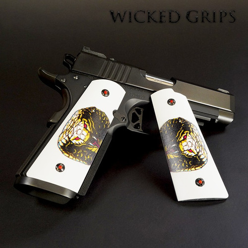 Custom 1911 Handgun Grips Machined G10 Classic Cobra Art - Made in the U.S.A