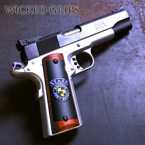 CUSTOM 1911 PISTOL GRIPS S.T.A.R.S RACCOON CITY RESIDENT EVIL- Made in the USA in G10 - Free Shipping available