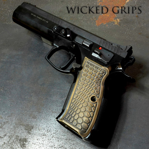 CARRY CZ75 PISTOL GRIPS HEXWAVE WORN FDE CERAKOTE