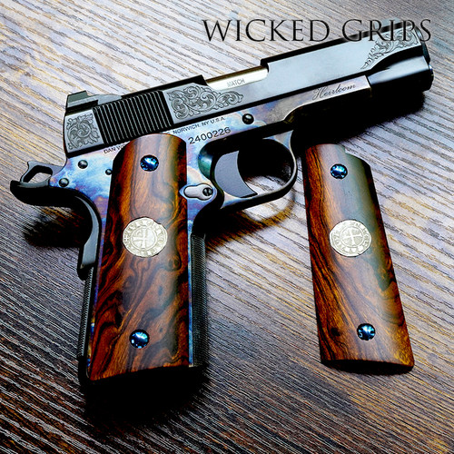 SIGNATURE SERIES 1911 GRIPS  CRUSADER SILVER COIN DESERT IRONWOOD