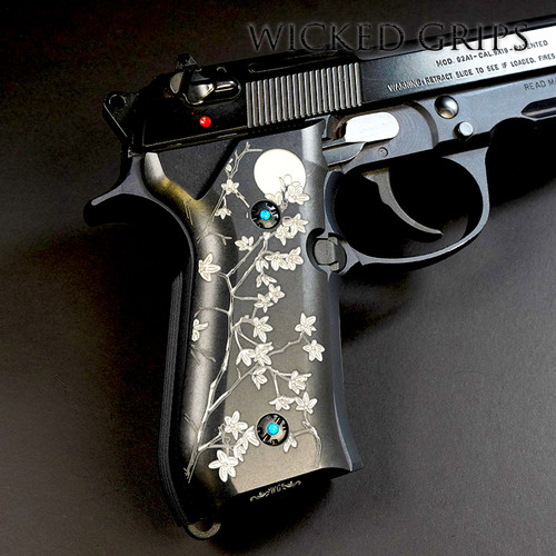 BERETTA 92FS GRIPS BLACK CHERRY BLOSSOMS