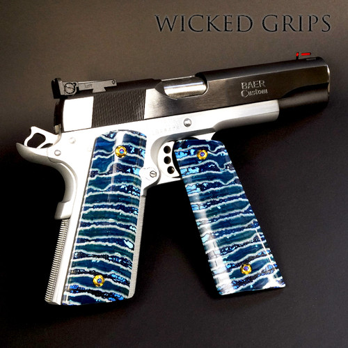 CUSTOM 1911 GRIPS BLUE MAMMOTH TOOTH SET 50