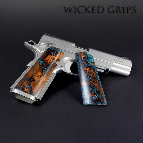 1911 PISTOL GRIPS SOLID COPPER SHIPWRECK PATINA 110