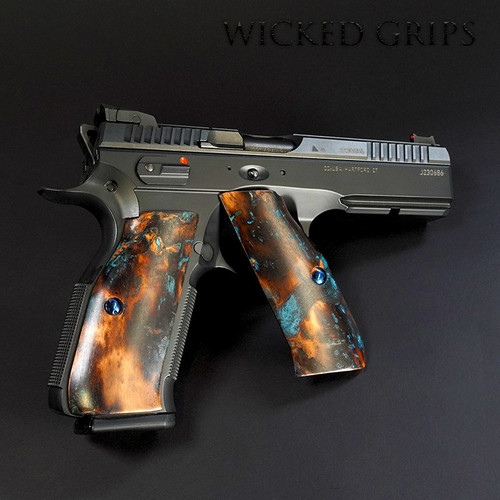 SOLID COPPER CZ75 / SHADOW 2 GRIPS SHIPWRECK PATINA FINISH 035