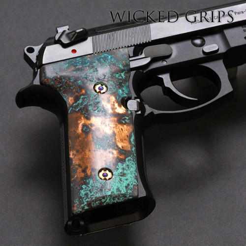 COPPER BERETTA 92x GRIPS SHIPWRECK PATINA FINISH 18