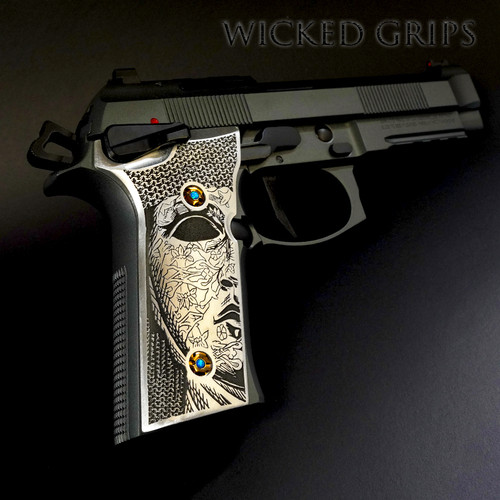 ALUMINUM BERETTA 92XI FRAME SAFETY GRIPS KINGDOM OF HEAVEN