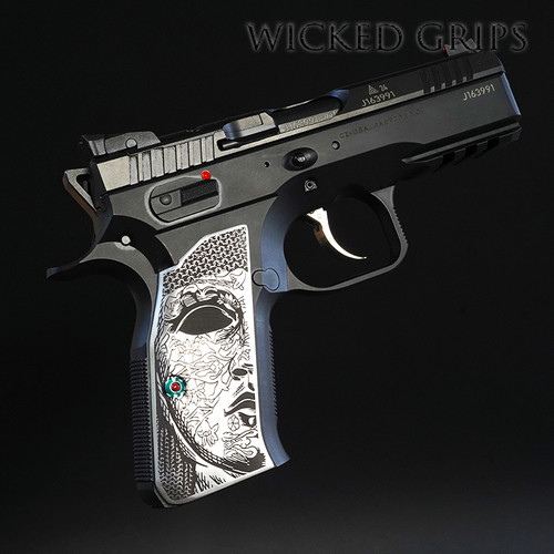 CZ SHADOW 2 COMPACT ALUMINUM GUN GRIPS KINGDOM OF HEAVEN LEPER KING SERIES