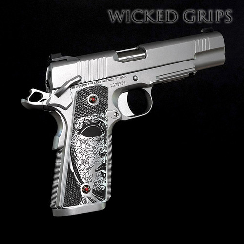 1911 Pistol Grips made of Aluinium in Kingdom of Heaven Leper King Art Series - Proudly made in the USA