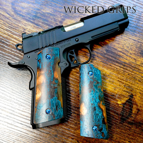 1911 PISTOL GRIPS SOLID COPPER SHIPWRECK PATINA 127