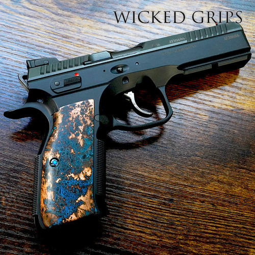 SOLID COPPER CZ75 / SHADOW 2 GRIPS SHIPWRECK PATINA FINISH 043