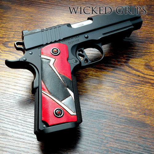 1911 Pistol Grips made from Deer leather with Inden Race Art - Japanese Art