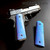 1911 Gun Grips in Lab Opal with Light Blue and PInk shades - Gemstone Style Hand Polished
